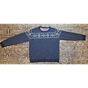 VTG Izod Fair Isle Ski Sweater Men’s XL Navy Winter Knit Retro Warm Pullover